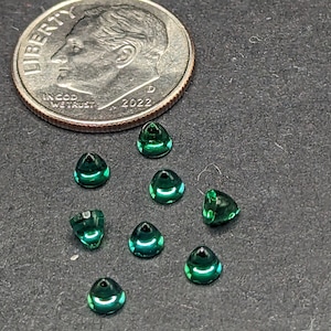Lab Grown Hydrothermal Emerald 3x3x3 Round Bullet Cabochon Loose Gemstones