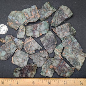 Native Copper in Quartz Ore Rough Mineral Lapidary Specimen Slabs from Ray Mine, Arizona