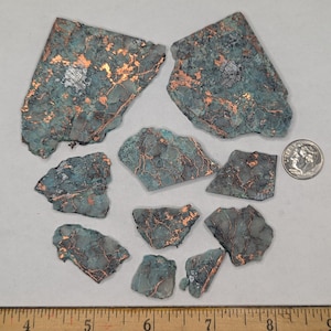 Native Copper in Quartz Ore Rough Mineral Lapidary Specimen Slabs from Ray Mine, Arizona