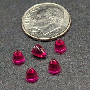 Lab Grown Czochralski Ruby 4x4x5mm Round Bullet Cabochon Loose Gemstones