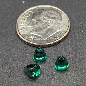 Lab Grown Hydrothermal Emerald 4x4x5 Round Bullet Cabochon Loose Gemstones