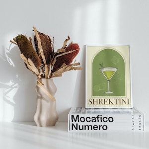 Plakat koktajlowy w stylu vintage z motywem Shreka - Shrektini