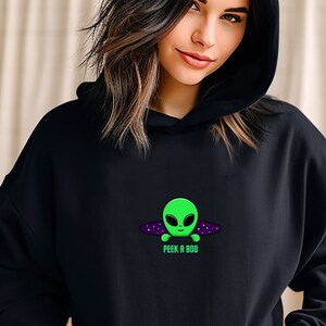 Alien Hoodies, Alien pullovers, Funny hoodies, Independence Day hoodies, Holiday hoodies, Alien gifts, gifts for him, Alien UFO hoodies