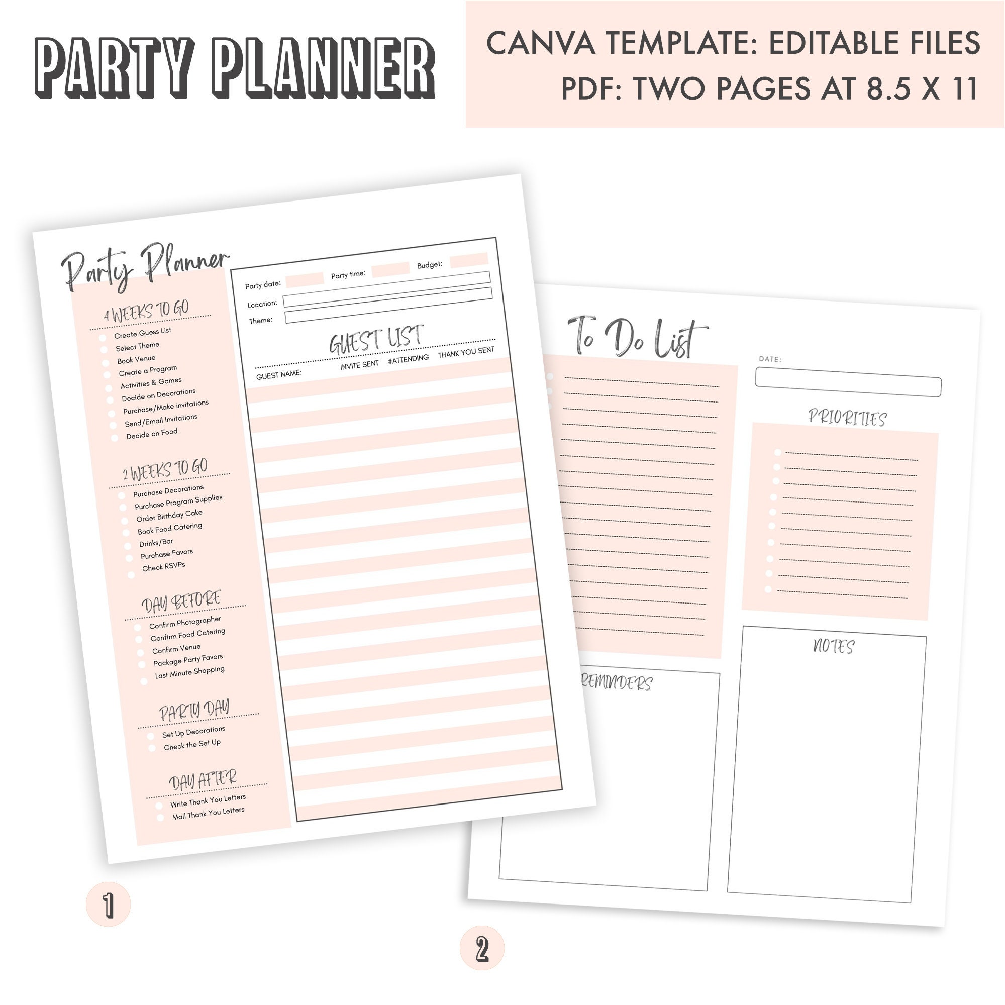 Editable Event Planner, Event Planner Printable, Birthday Planner ...