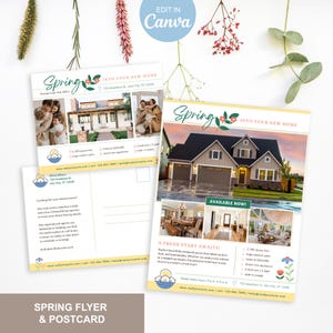 Cartes postales de Pâques pour agent immobilier, modèle canva pour agent immobilier de Pâques, Marketing immobilier d'avril, publipostage d'agent immobilier emménageant dans votre nouvelle maison