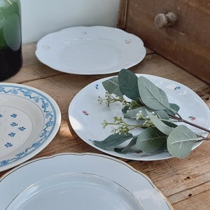 4 Vintage Teller mit floralem Dekor, florale Teller, rustikale Teller für die Küche, Shabby Chic Hochzeit Teller, rustikale Teller für die Küche