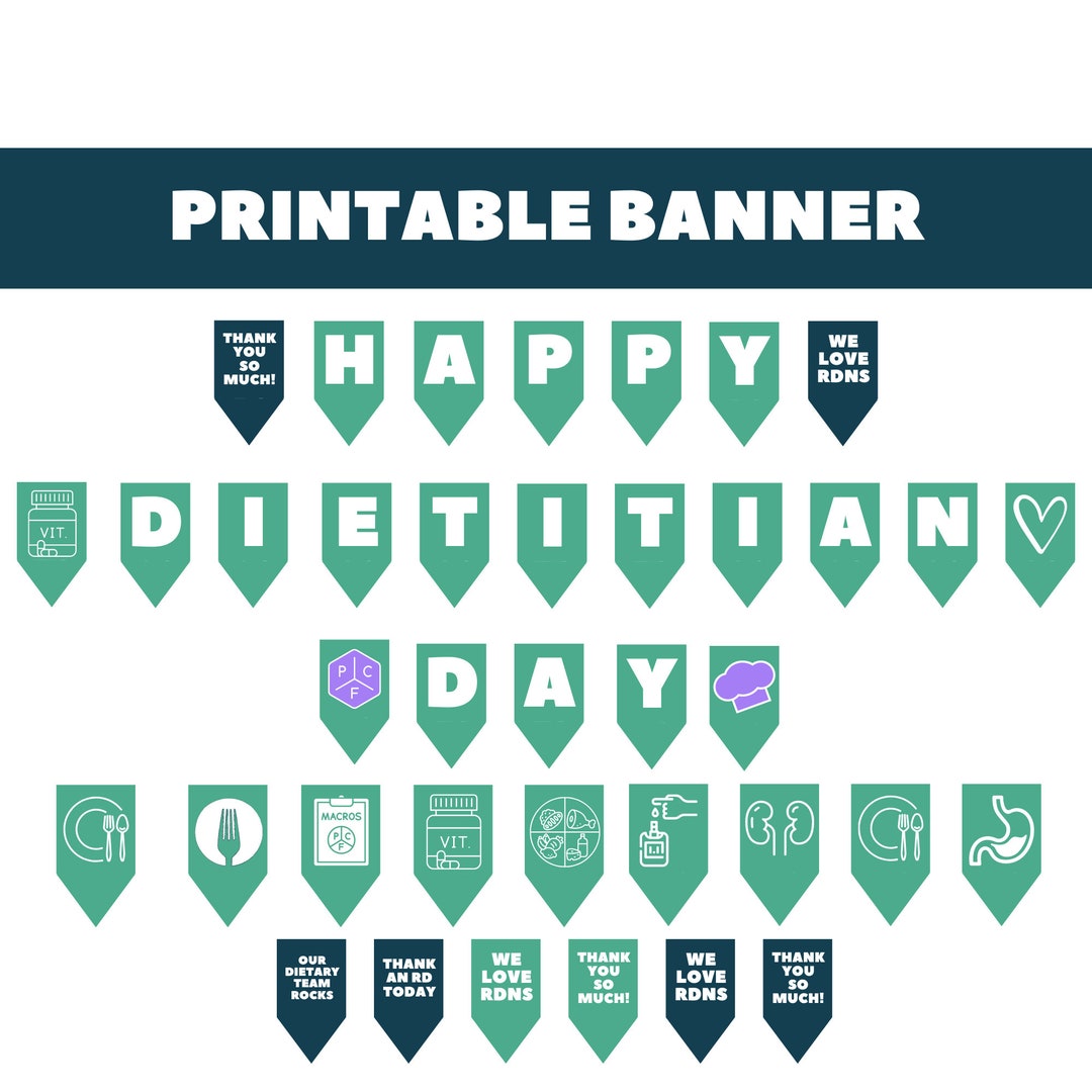 Dietitian Nutritionist Day Printable Banner Happy Registered Dietitian