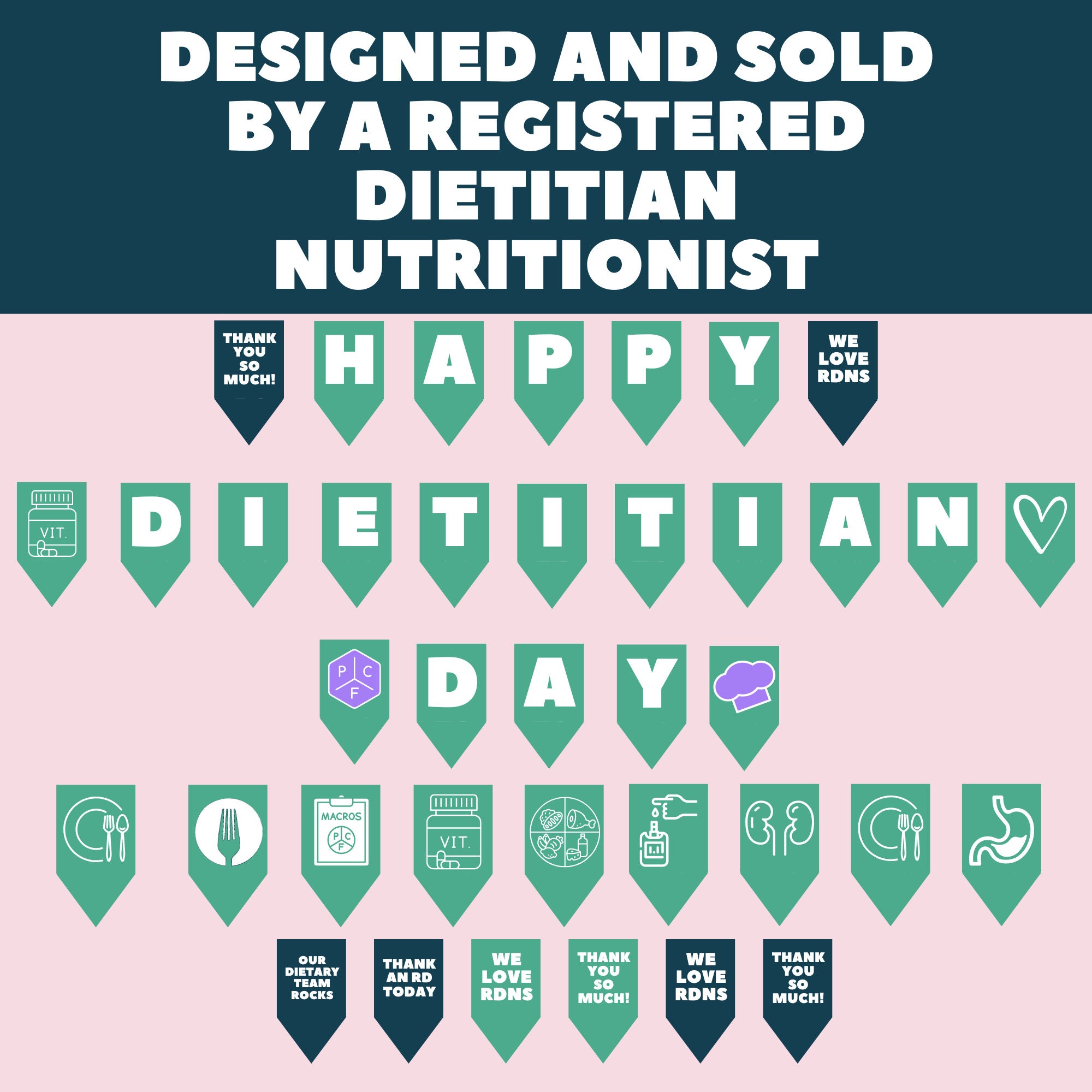 Dietitian Nutritionist Day Printable Banner Happy Registered Dietitian
