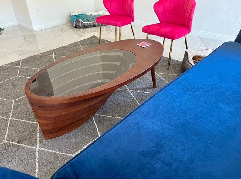 15.78h Walnut Brown Coffee Table, Modern Center Table for Living Room