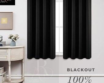 Halloween Pitch Black Solid Thermal Insulated Grommet Blackout Curtains/Drapes for Bedroom Window Full Room Darkening Noise Reducing Curtain