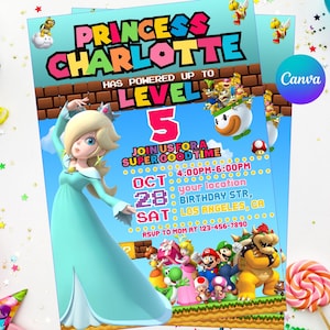 Prinzessin Rosalina Geburtstagseinladung leicht bearbeitbar Sofortiger Download Digital Printable Super Mario Prinzessin Geburtstag Super Mario einladen