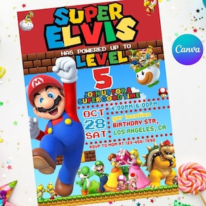 Super Mario Geburtstagseinladung leicht bearbeitbar Sofortiger Download Digital druckbare Super Mario Wonder Einladung