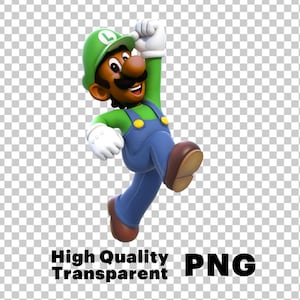 Luigi PNG, Image transparente de haute qualité, Afro-américain Luigi, fichier numérique, téléchargement immédiat, Black Luigi, Super Mario