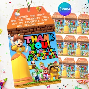 Carte de remerciement princesse Daisy facile à modifier, téléchargement numérique imprimable - Super mario princess Daisy anniversaire super mario wonder