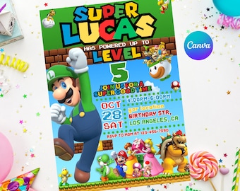Editable Luigi birthday invitate • Instant Download • Printable Digital Invitation Template • luigi invitate