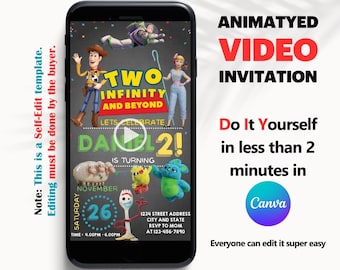 DIY Toy Story Animated Birthday Invitation | 2nd Birthday | Birthday Party Video Invite | Digital Canva Template | Editable Canva