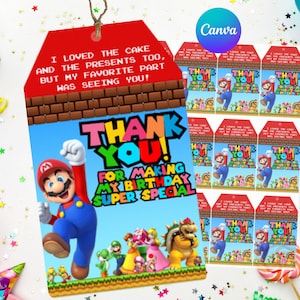 Super Mario Danke Karte leicht bearbeitbar Instant Download Digital Printable - Super Mario Geburtstag Super Mario Wunder