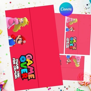 Topper de bolsa Mario Peach fácil de editar, download instantâneo, impressão digital - Super Mario Princess Peach, aniversário, Super Mario Wonder Sibling