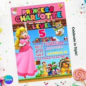Princess Peach Birthday Invitation Easy Editable Instant Download Digital Printable Super mario princess birthday super mario invitate