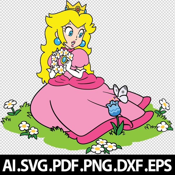 Princess Peach Black and White - Etsy