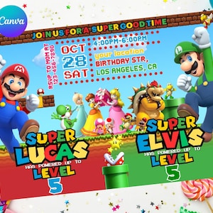 Gemeinsame Mario Luigi Geburtstagseinladung Geschwister Geburtstag doppelt Dual kombiniert Zwillinge Jungen, einfach bearbeiten Instant Download digital druckbare