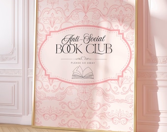 Arte de pared para el Club de Lectura Antisocial / Láminas para bibliotecarios / Imprimibles para amantes de los libros / Regalos para el rincón de lectura / Regalo para lectores