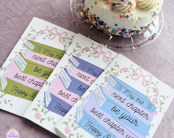 Tarjeta de cumpleaños para amantes de los libros / Tarjeta de felicitación con pila de libros / Regalos literarios para su cumpleaños