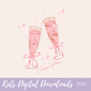 Champagne Problems PNG: Silvester 2025, Girly Coquette Design (Digitaler Download)