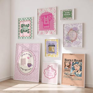Book Lover Wall Art Bundle | Bookish Printable Decor for Readers | Pastel Reading Quotes Gallery Set | Digital Download for Bibliophiles