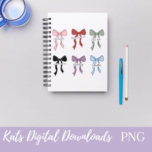 Coquette bow book genre stickers featuring Romance, Spicy Romance, Sci-Fi, Dark Academia, Fantasy, and Thriller designs in soft aesthetic colors for planners, reading journals, and BookTok inspired decor.