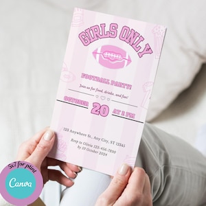 Girls Only Football Party Invitation | Girly Football Watch Party Invite | Fantasy Football Draft Invite  | Game Day Girly Football Party