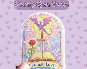 Pegatina de club de lectura de fantasía, pegatina de dragón, calcomanía de vinilo para amantes de los libros, estética romántica, pegatina literaria, regalo para amantes de los libros.