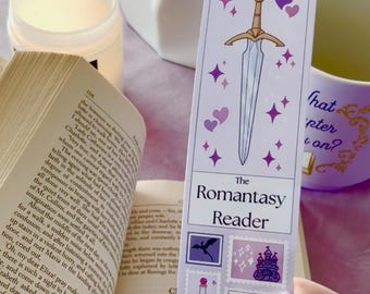 Marcapáginas de estilo romántico / Regalo para amantes de la literatura romántica y fantástica / Marcapáginas con estética BookTok / Marcapáginas con forma de espada / Regalo literario para lectores