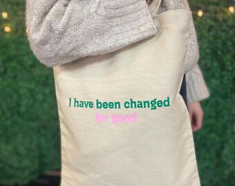 Bolsa de mano malvada "He cambiado" de 13 x 15 pulgadas