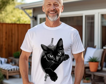 Camiseta de gato negro, camiseta estampada de gato negro, camiseta para amantes de los gatos, camiseta con diseño de gato, camiseta de gato, camiseta de gato negro, camiseta con temática de gato, camiseta divertida de gato