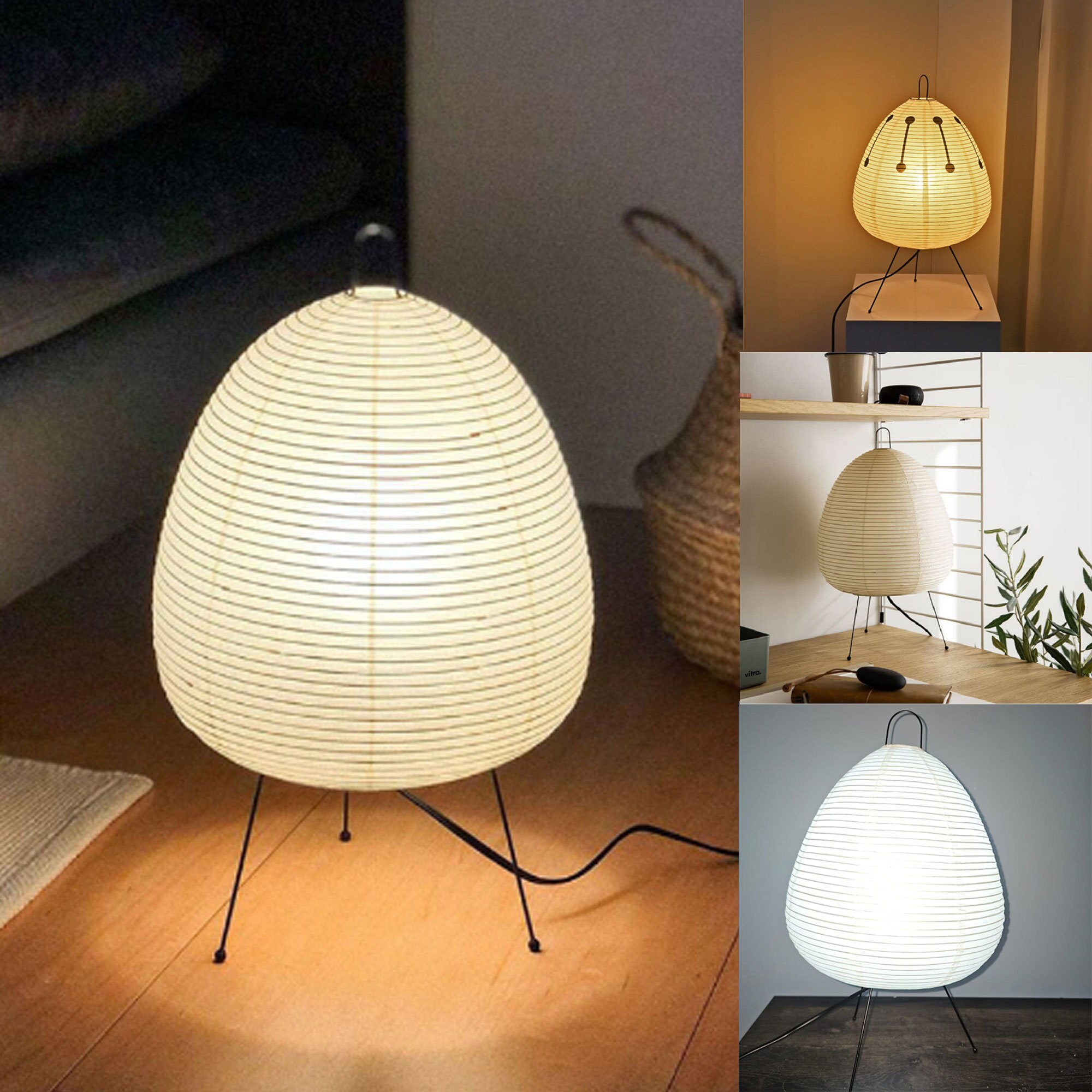 Japanisches Design Akari Noguchi Yong Tischlampe Gedruckte Reispapier Lampe  Schlafzimmer Desktop Home Loft Dekor Quadratische Stativ Stehlampe