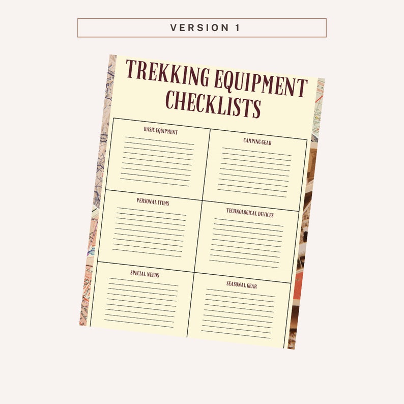 Editable Trekking Equipment Checklist, Printable Trekking Equipment ...
