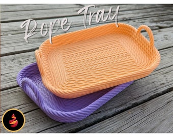 Rectangular Rope Tray - 25cm Width - Modern 3D Printed Design - Decorative Tray - Contemporary Home Accessories