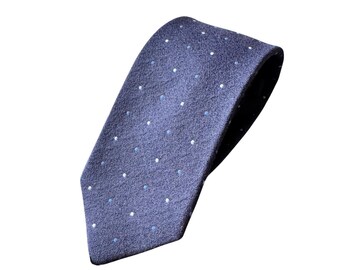 Mens Dark Blue Polka Dot Silk Wool Blend Necktie Formal Dress Tie