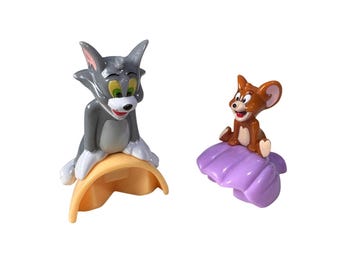 Vintage Tom and Jerry PVC Figure Set Hanna Barbera Collectible Miniatures Gray