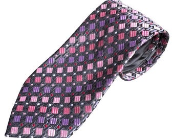 Giorgio Armani Necktie Pink Purple Geometric Made in Italy Menswear