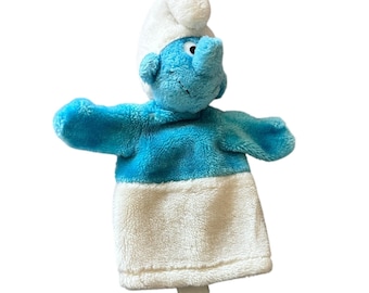 1981 Wallace Berrie Smurf Hand Puppet Plush Toy Vintage Collectible