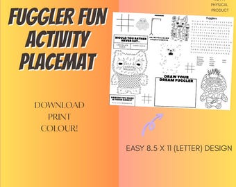 Fugglers Activity Mat - Printable Activity Placemat - Instant Digital Download - Coloring In, Games, Kids Christmas Activities, Party games