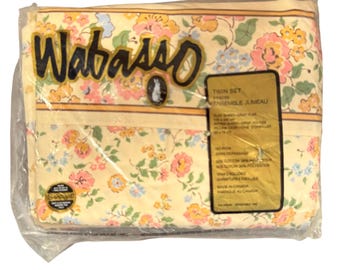Vintage Wabasso Country Corner Twin Sheet Set 3pc Floral Pink Yellow New Canada