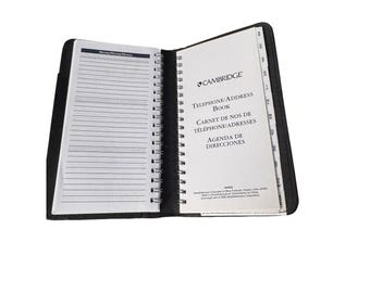Cambridge Mead 64022 Black Leather Telephone Address Book Weekly Monthly Planner