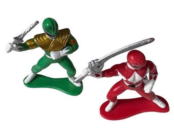 Vintage 1993 Power Rangers Bandai Rot Grün Ranger Cake Toppers Figuren