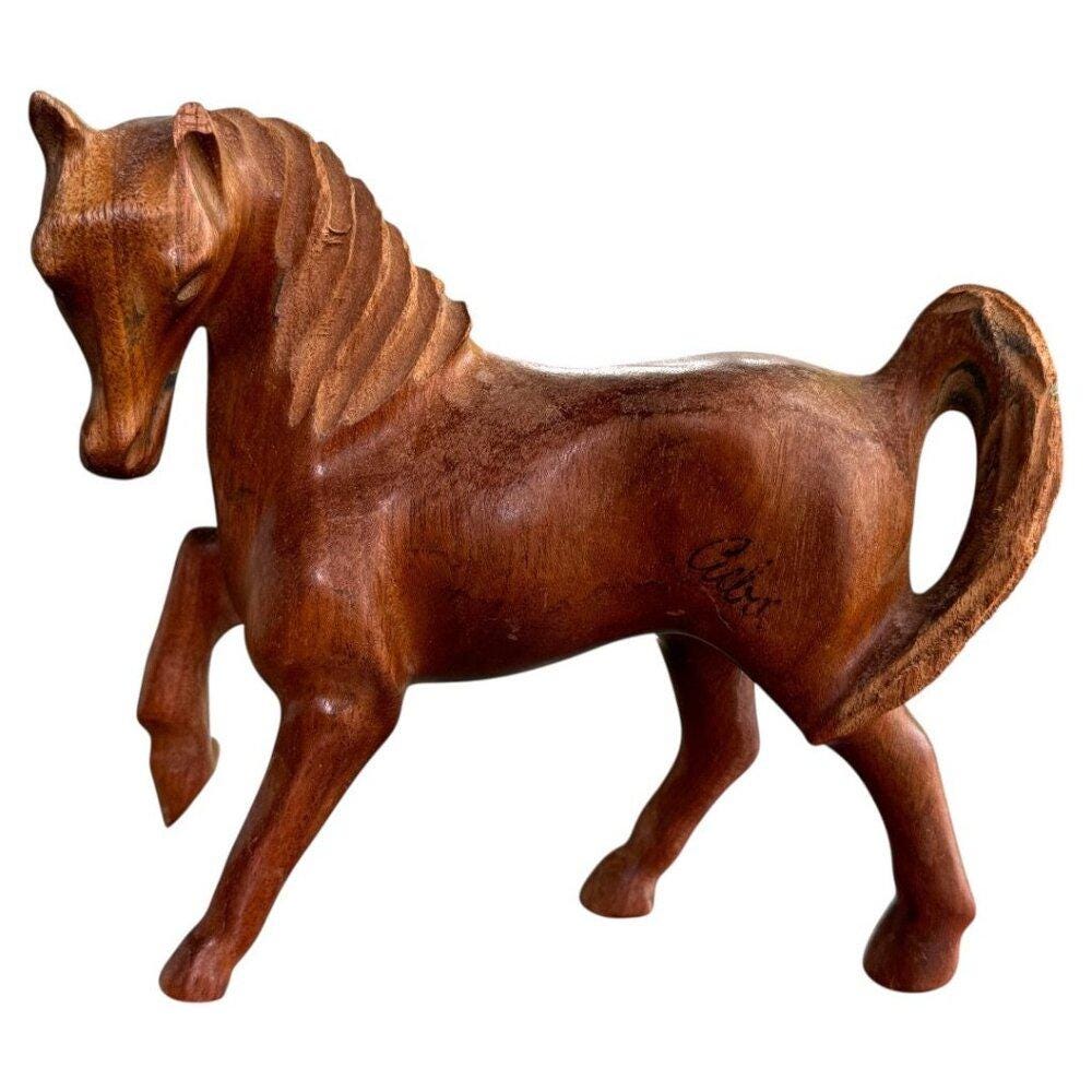Carved wood stallion - Etsy 日本