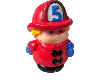 Vintage Little Tikes Ike Firefighter Fireman Figure Red Helmet Number 5 Toy