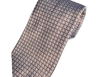 Brooks Brothers 346 Pure Silk Necktie Brown Geometric Men's Fashion