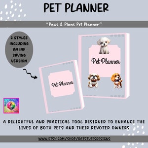 Pet Planner, Pet Care Plan, Pet Profile, Pet Health Tracker, Dog Planner, Veterinary Tracker, Pet Medication Log, Pet Vaccination Log, Puppy